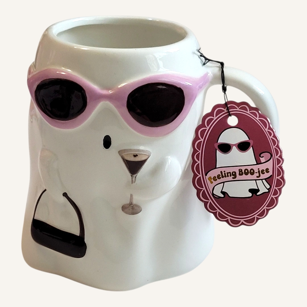 Sunday Morning Ceramics Feeling BOO-jee Ghost Mug Espresso Martini Halloween Cup